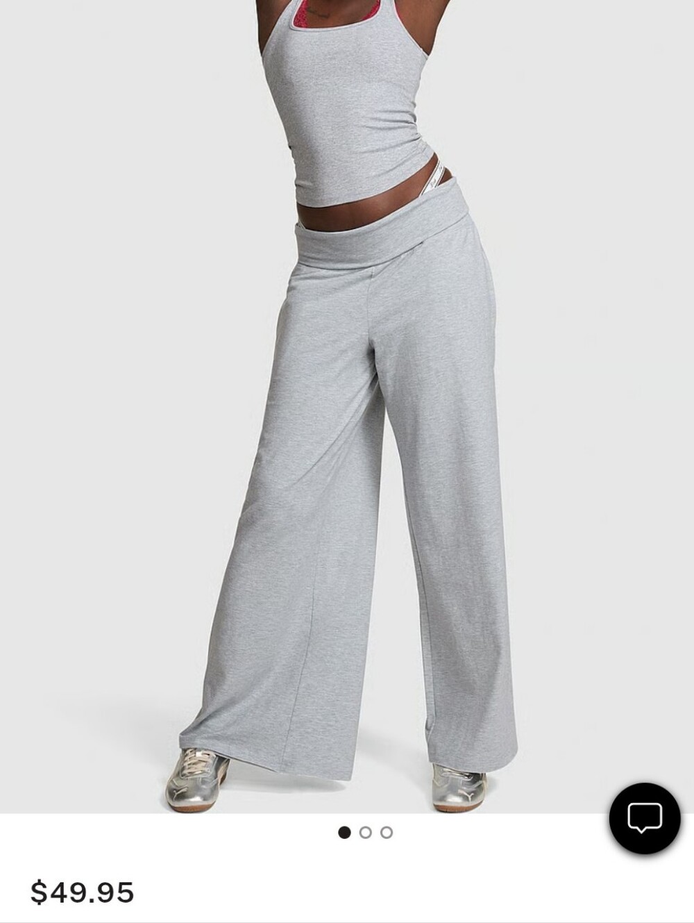 PINK - All-Day Cotton Foldover Wide-Leg Pants - MEDIUM PETITE